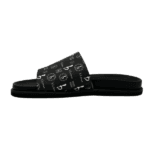 BB Pattern Leather Slides – Black