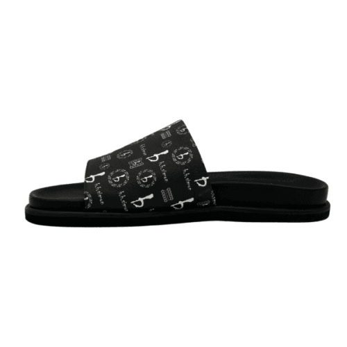 BB Pattern Leather Slides – Black