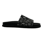 BB Pattern Leather Slides – Black