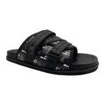BB Pattern Strapped Slides – Black