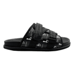 BB Pattern Strapped Slides – Black