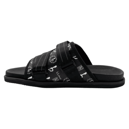 BB Pattern Strapped Slides – Black