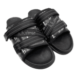 BB Pattern Strapped Slides – Black