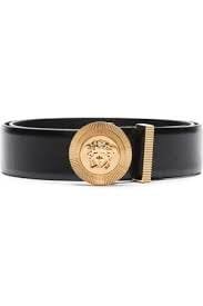 Black leather strap With a Golden round Buckle Designer Belt