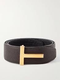 Designer belt Black Leather Strap With a Golden T Type Buckle