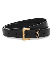 Designer Belt With a Black Leather Strap and with a custom Design Golden Matte Buckle