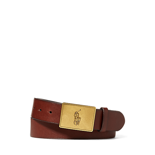 Brown Leather Strap With a custom Polo Buckle Designer Belt
